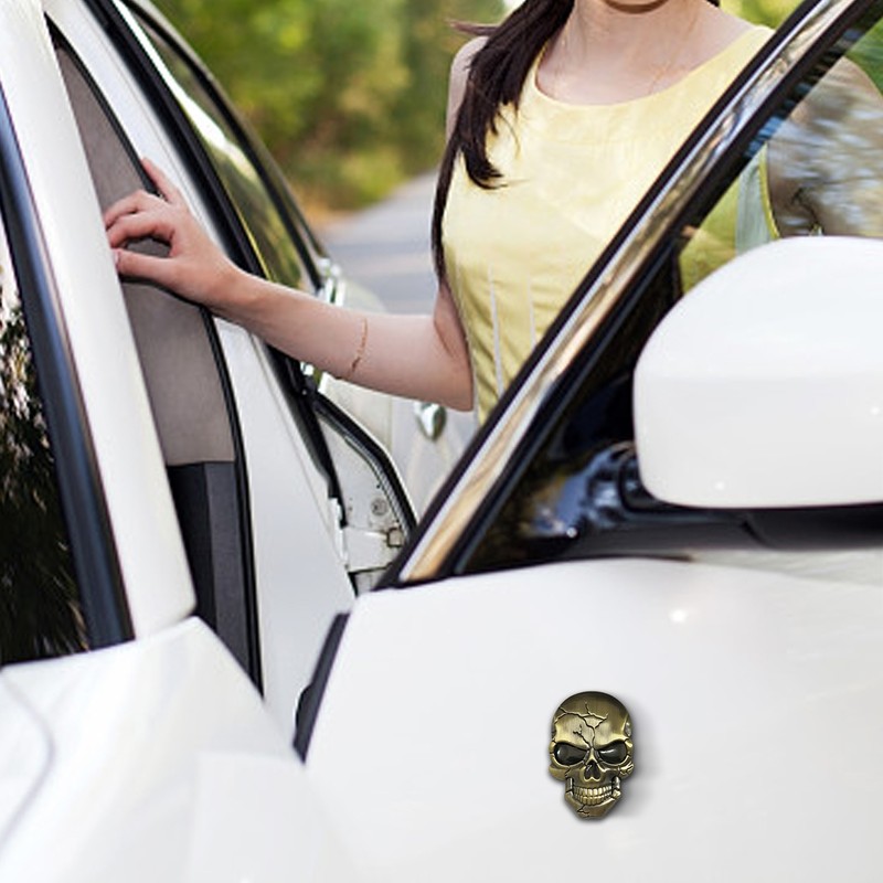 1-4PCS 3D Skull SOLID Metal Badge Sticker Decal Emblem Car Motorcycle Truck gallery
