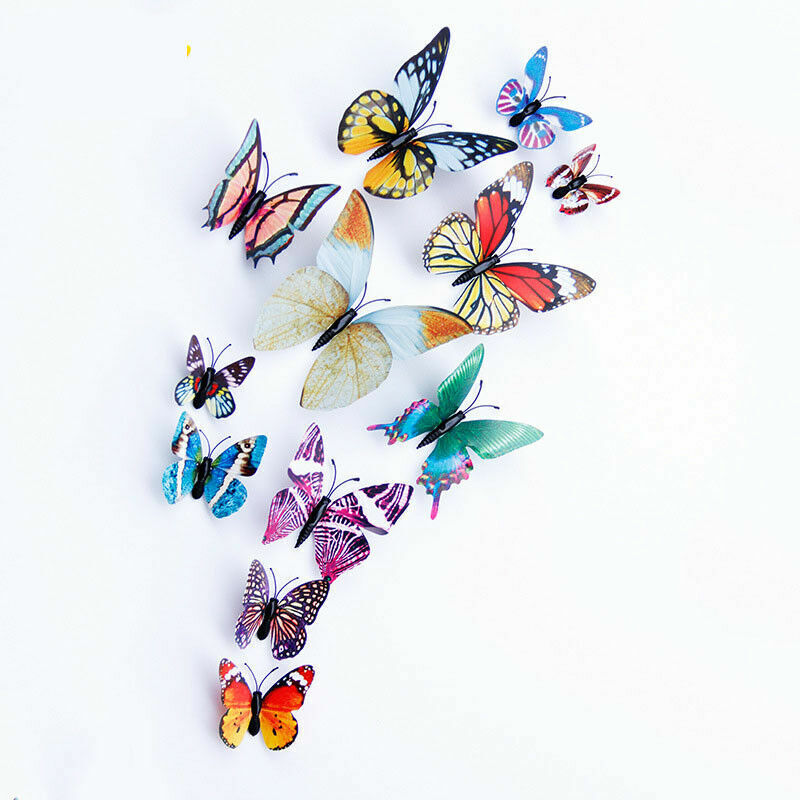 12X 3D Butterfly Glow In The Dark Luminous Fluorescent Wall Stickers Home Decor