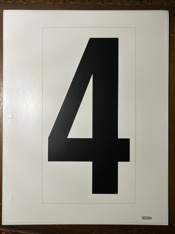 #4 Vinyl Number Sticker Large 9″ x 5″ black on white for outdoor