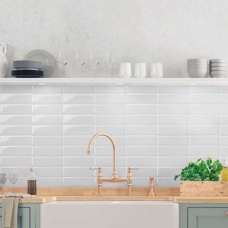 10 Pack 3D Wall Tiles Self Adhesive 10x10" White Peel and Stick Backsplash DIY gallery