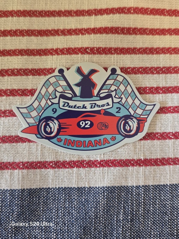 Dutch Bros Indiana State Sticker Indy 500 Race Car JUNE 10th 2026 brand new