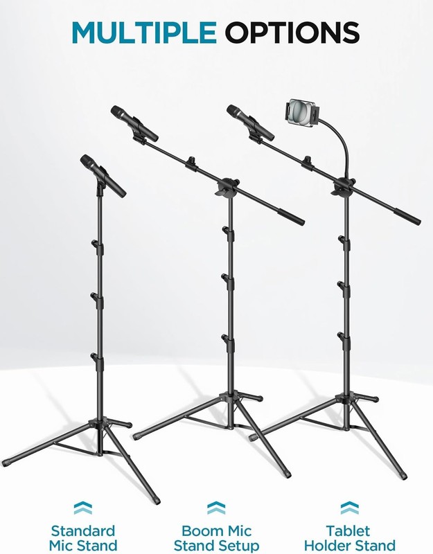 Mic Stand, 6 in 1 Microphone Stand Floor with Tablet Phone Holder Height Adjust gallery