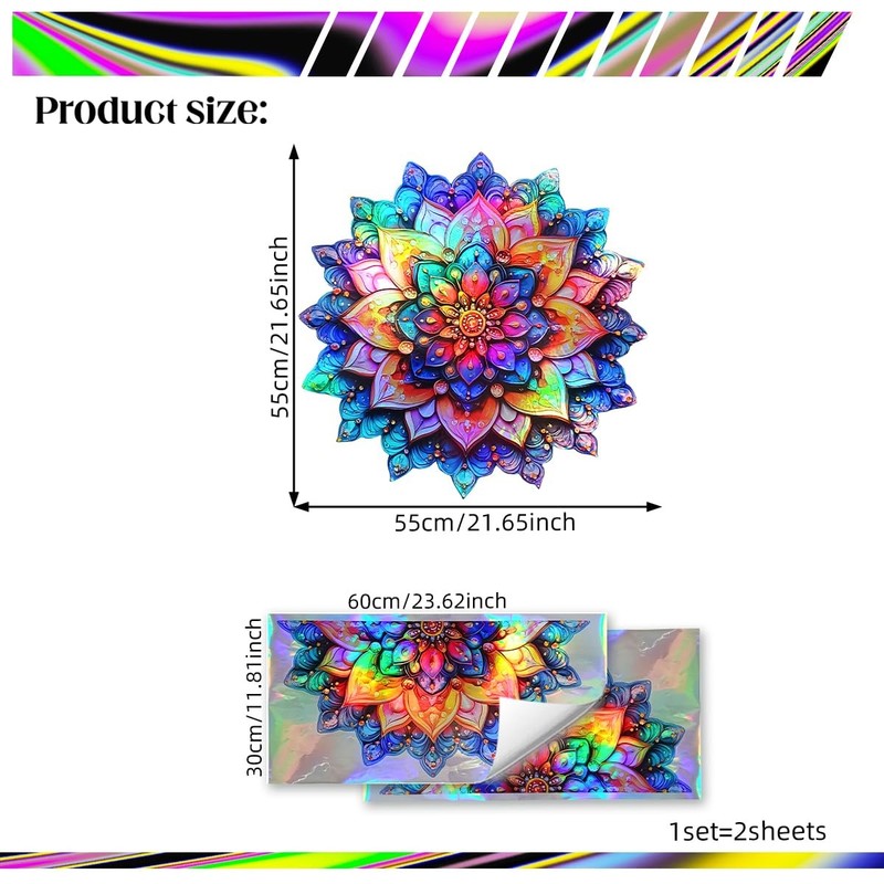 Mandala Wall Decal Metallic Effect Peel and Stick 3D Lotus Floral Wall Sticke... gallery
