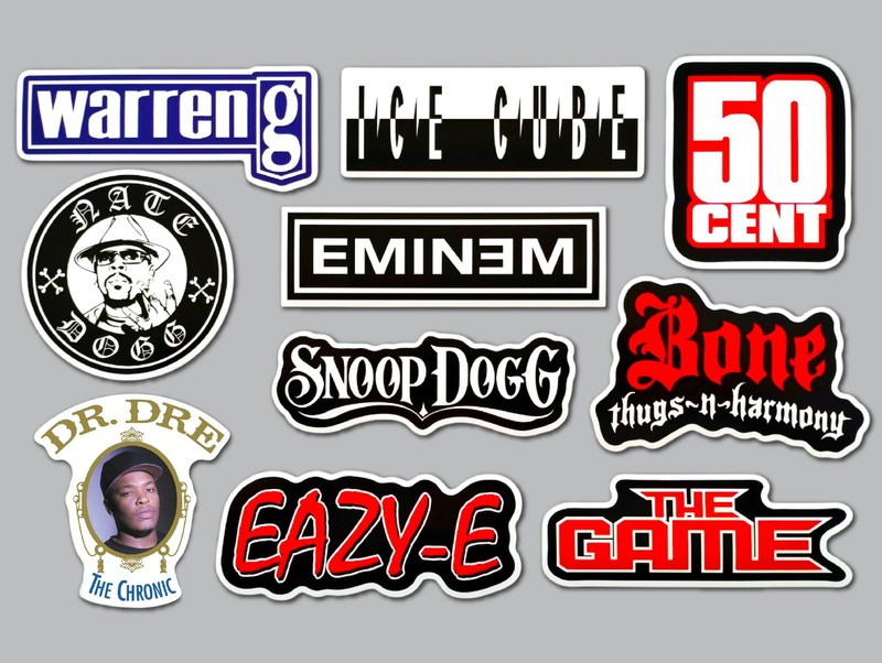 Classic Hip-Hop Sticker Lot (10 Stickers) SET 2 eminem dr dre snoop dog 50 cent