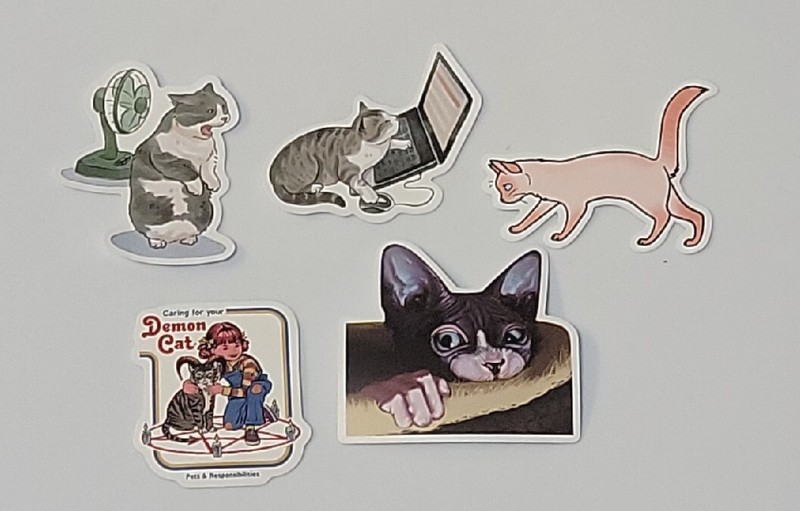 *5* Caring For DEMON CAT Humorous Cats Waterproof Decorative Vinyl Stickers