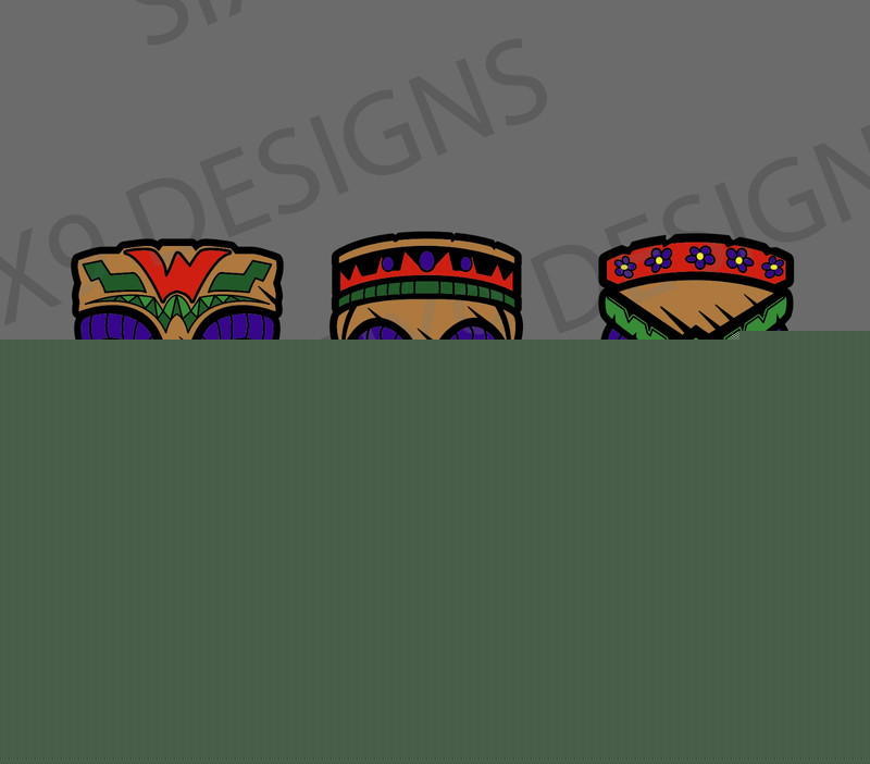 Tiki Sticker Totem Pole Vinyl Multicolored Polynesian Gods Wall Decals set of 3
