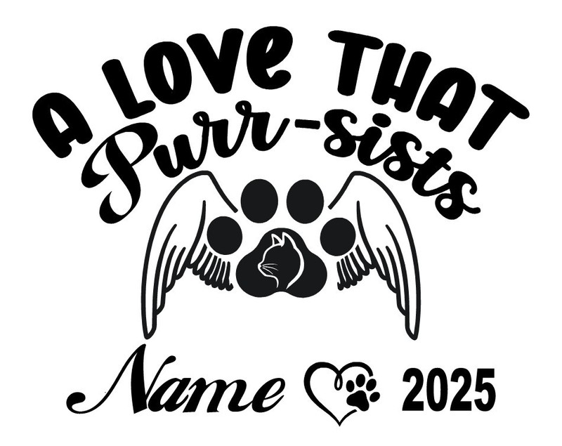 Pet Memorial Decal Personalized Cat Paw Heart | Love That Persists Vinyl Sticker gallery