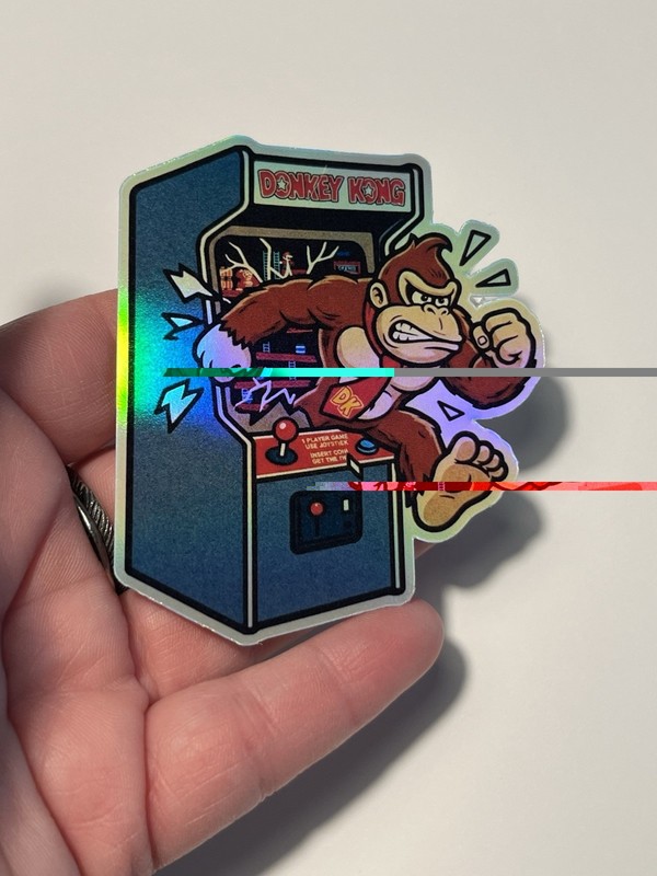 Donkey Kong Retro arcade machine 3inch Holographic Sticker gallery