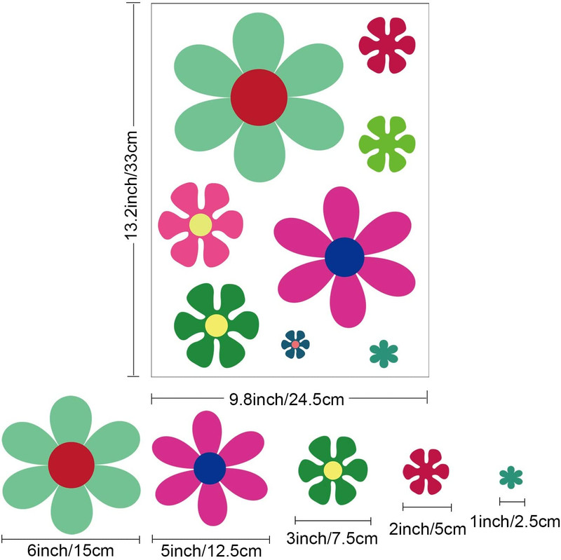 12 Sheets Daisy Stickers Flower Car Decals Self Adhesive Vinyl Retro Butterfly F gallery