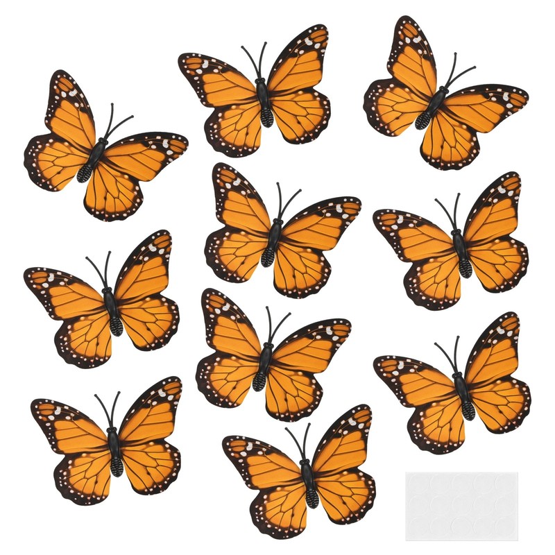 10 Pack Butterfly Wall Decor, 3D Butterfly Sticker [2.76” x 1.97”, Orange]
