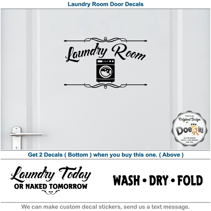 Laundry Room Door Decal, Wash Dry Fold Vinyl sticker, Wall Art Decor Quotes D14