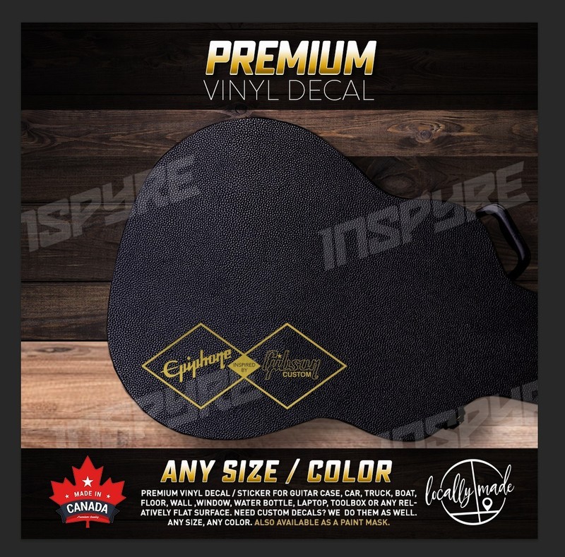 Epiphone Inspired by Gibson custom decal / sticker for guitar case, window, wall