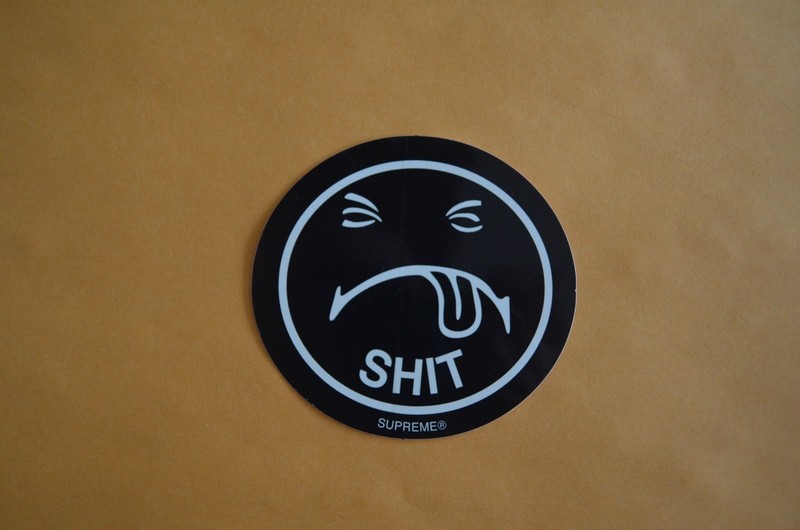 SUPREME Sh*t Sticker Black Orange box logo camp cap tnf gallery