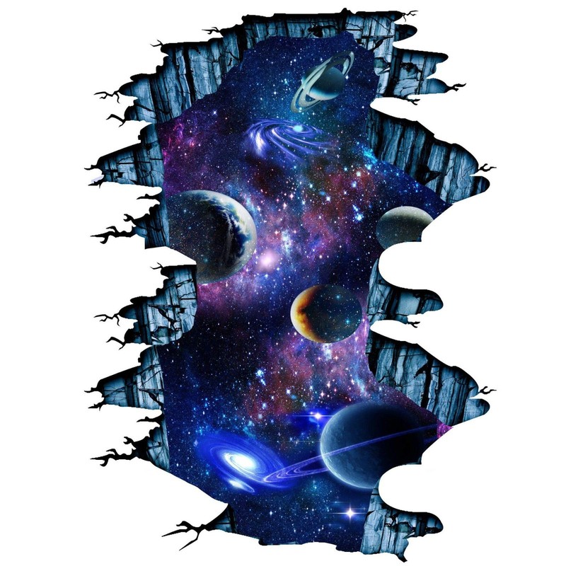 Space Wall Decal, Galaxy Sticker, Planet Wall Art, Blue