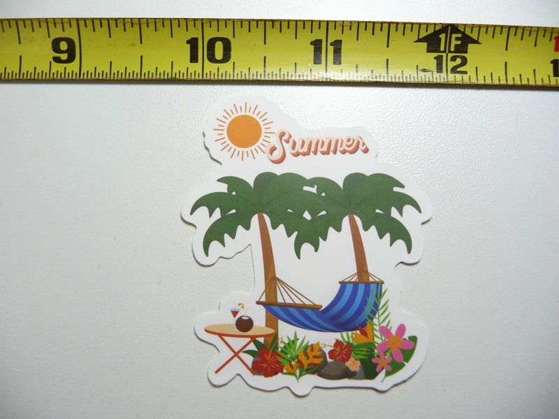 SUMMERTIME SUMMER TIME HAMMOCK PALM TREES SMALL STICKER DECAL VACATION TRIP