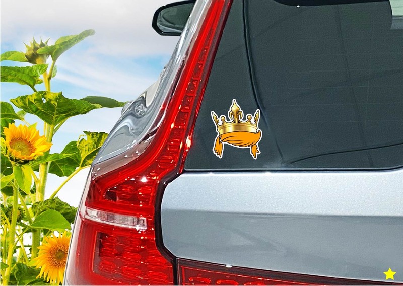 Trump Hair King Crown Decal Sticker MAGA America Great Political Anti Liberal US gallery