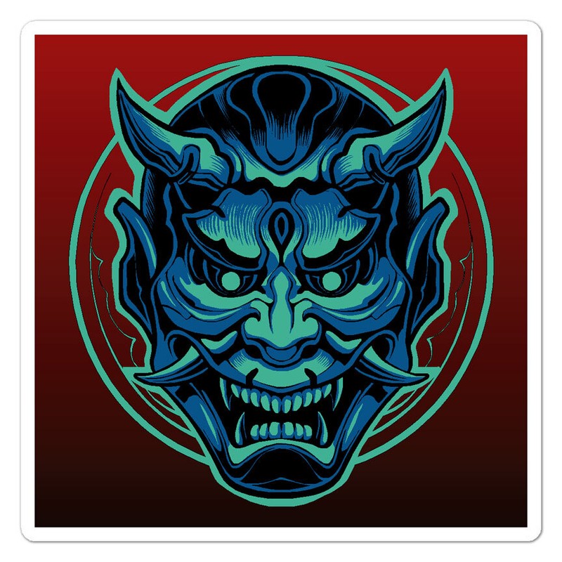 Japan Oni Mask Dragon, Vinyl Decal Sticker, Indoor Outdoor, 3 Sizes, #11148