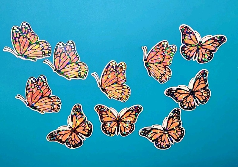 Mini Monarch Butterfly Stickers Includes 22 🦋 Laminated Sparkle Long Lasting🦋 gallery