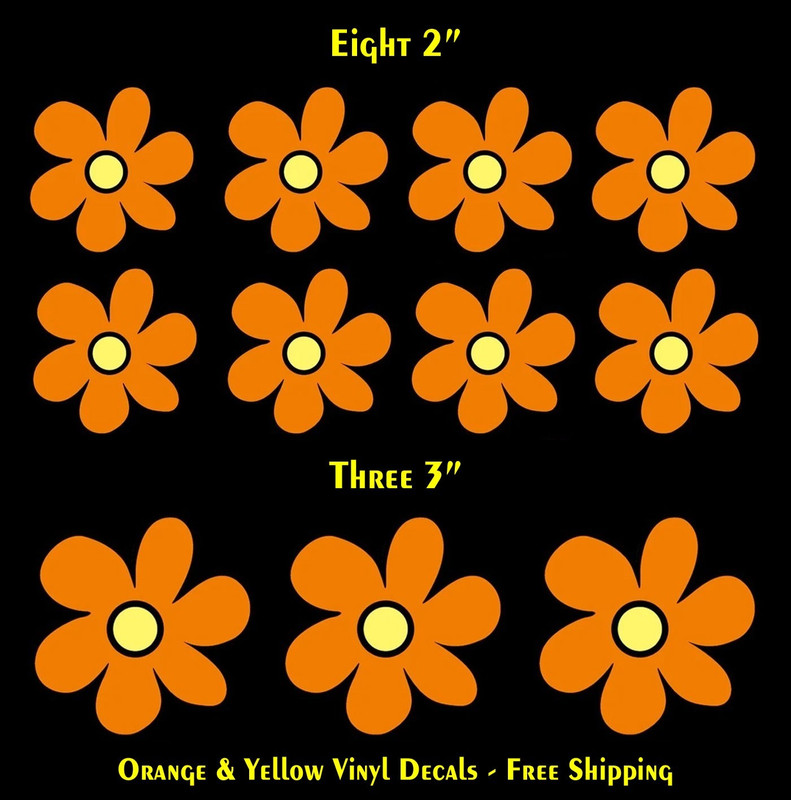 Hippy Flowers Scooby Doo 11 Pack Orange Vinyl Decals Car Truck Van Windows