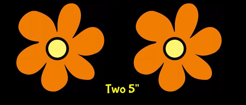 Scooby Doo Two Pack 5″ Hippie Flowers Orange Vinyl Decals Car Truck Van Window