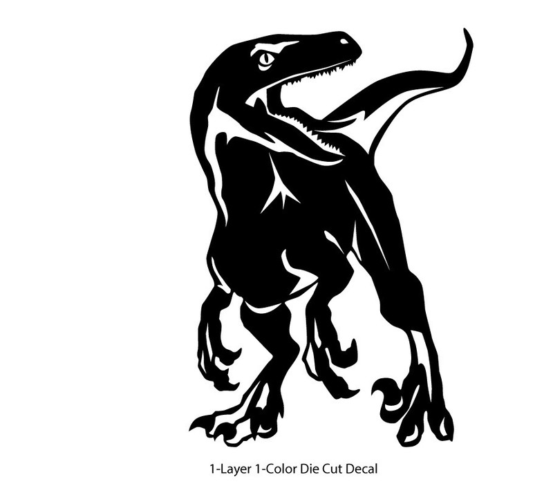 Dinosaur - Roaring Velociraptor #1 - Jurassic Period - 4-21" wide - DieCut Decal gallery