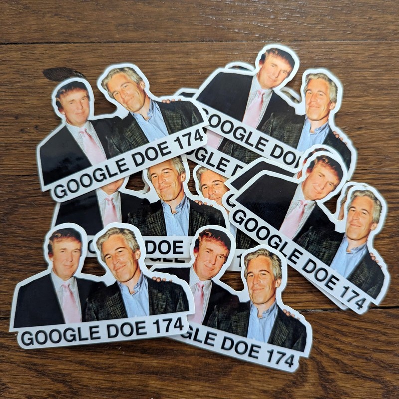 Donald Trump with Jeffrey Epstein "GOOGLE DOE 174" Sticker Pack Anti-Trump gallery