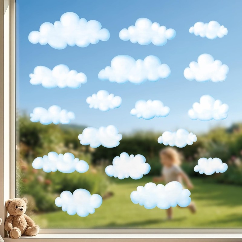 Cloud Window Clings – White Puffy Cloud Window Stickers for Bedroom, Nursery,... gallery