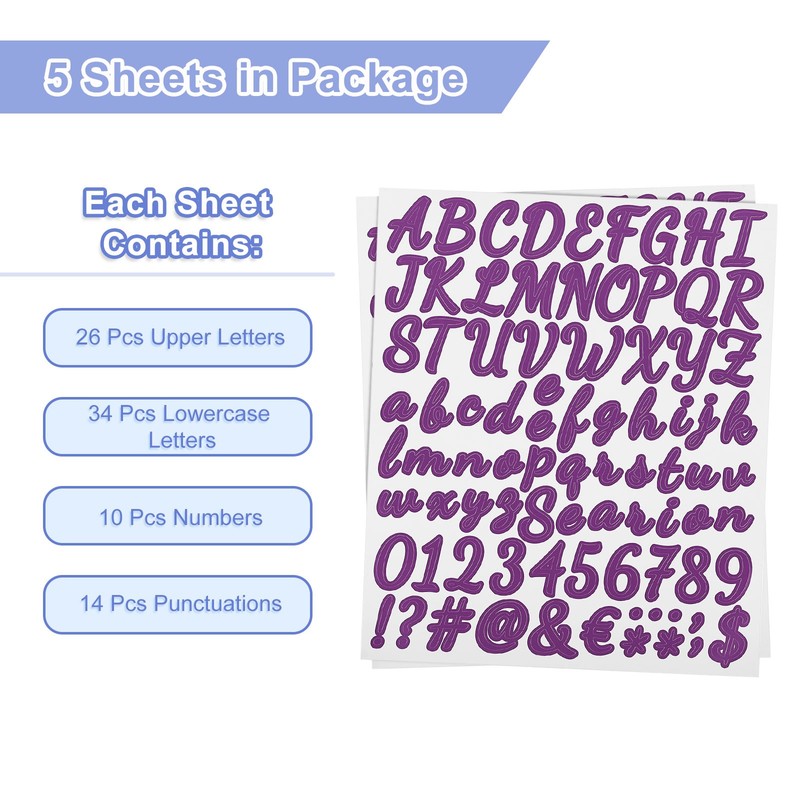 Vinyl Letters and Numbers Stickers, 420 Pieces (Purple, 2.5cm) gallery