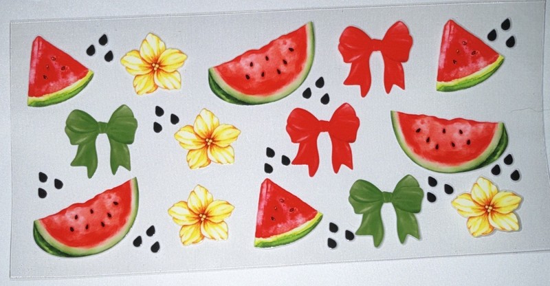 Watermelon Theme UV DTF Wrap 16 Oz – Red Green Yellow Black
