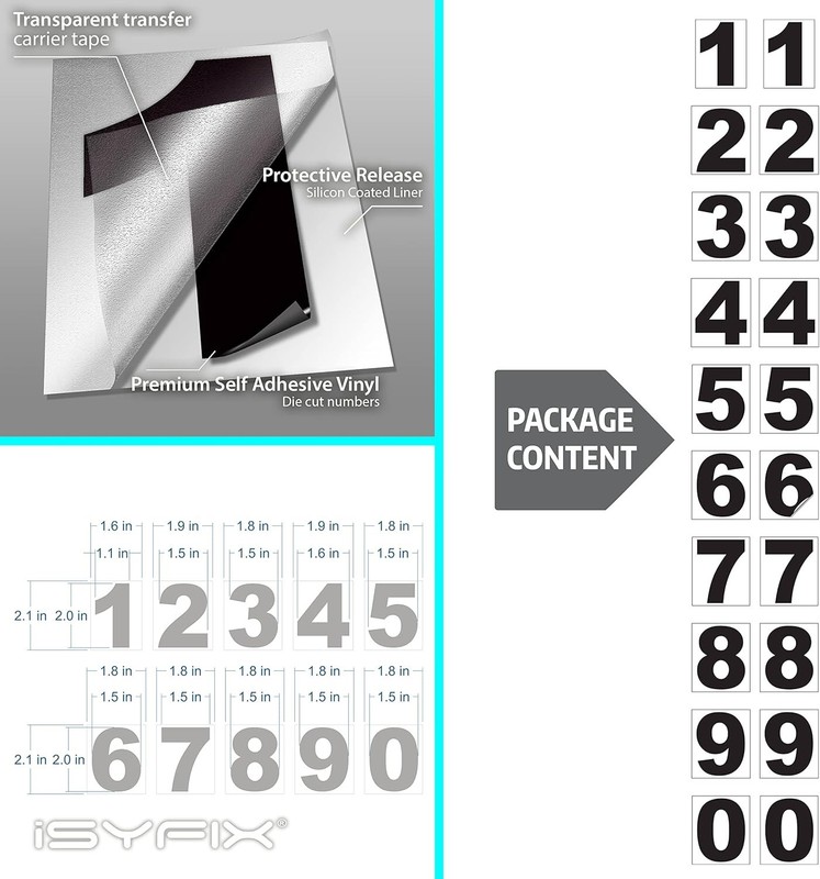 Complete Set of Self-Adhesive 2-Inch Vinyl Number Stickers - Indoor and Outdoor gallery