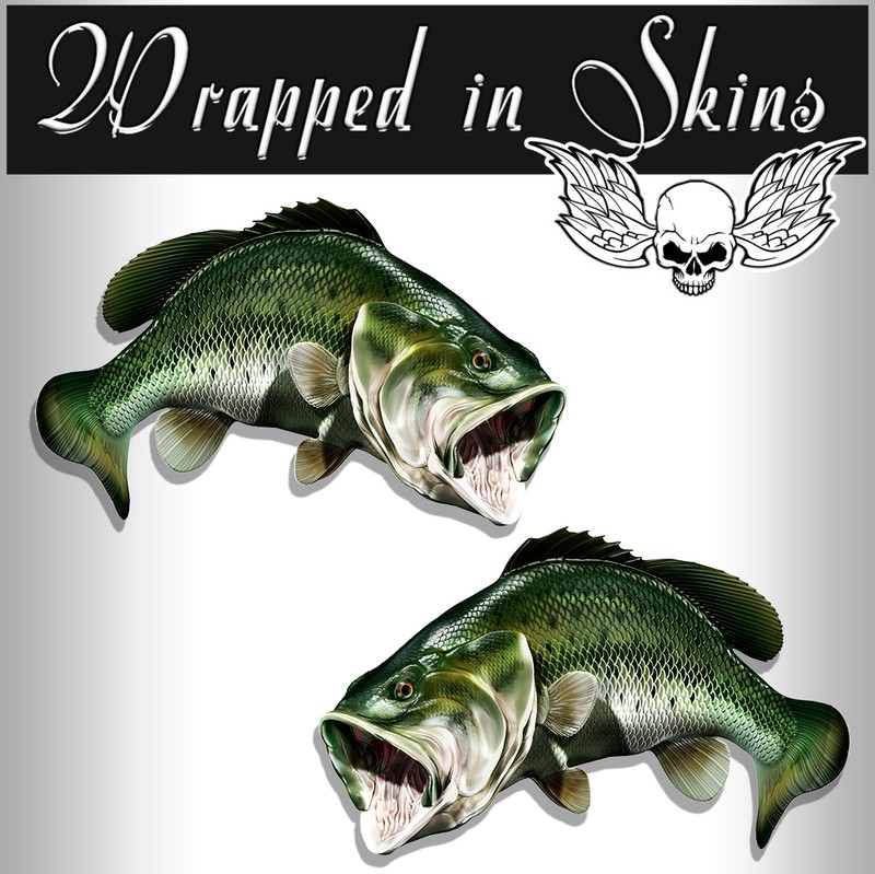 Large Mouth Bass Boat RV Decals 14″ long Set of 2 mirrored vinyl graphics #30