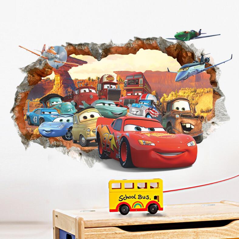 NEW Disney Cartoon lightning McQueen Cars HUGE Wall Stickers Kids Home Decor USA gallery