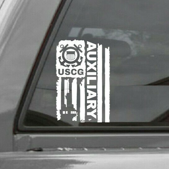 DISTRESSED USCG UNITED STATES COAST GUARD FLAG AUXILIARY DECAL STICKER