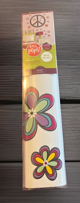WALL POPS Peace Sign Floral Wall Art Kit NEW Hippie 60's Retro Removable Decals