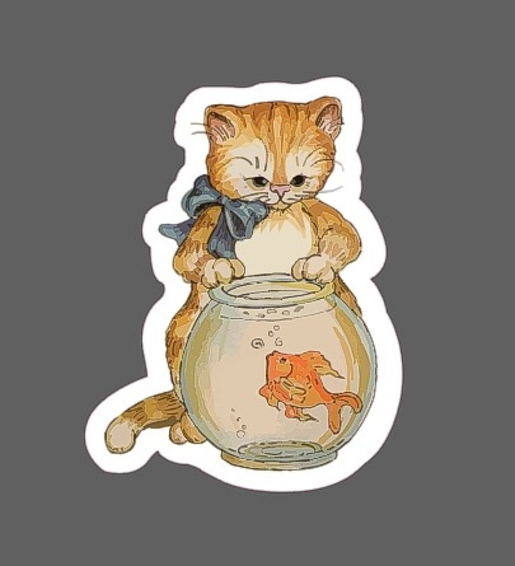 Cat Sticker Goldfish Friend Cute Waterproof Animal Home Gift NEW