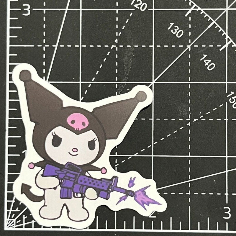 Kuromi – Goth Firing Toy MachineGun – Vinyl Sanrio Sticker Bomb Notebook KAWAII