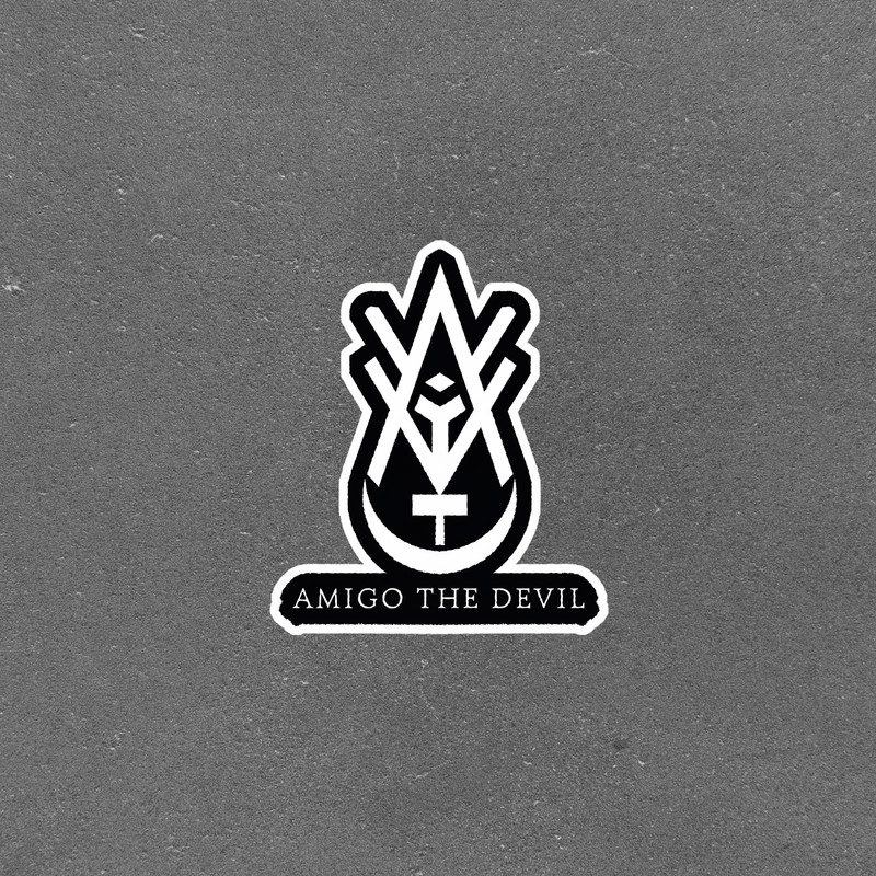 Amigo The Devil Black & White Sticker – Dark Occult Symbol Decal #4365