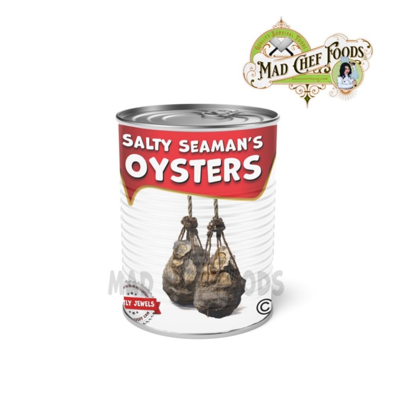 FUNNY Salty Seaman Oyster Food Can Label - Adhesive Vinyl Gag Gift Sticker 1pk