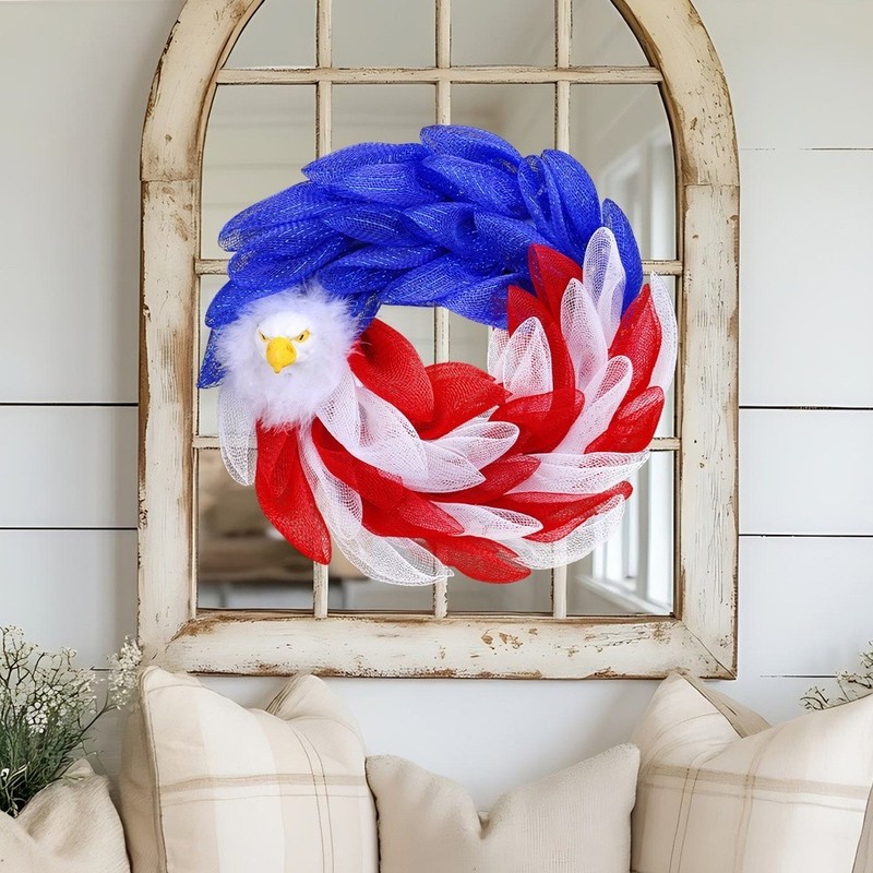 4th July Decoration Patriotic Wreath Plastic And Polyester Easy Hanging Design gallery