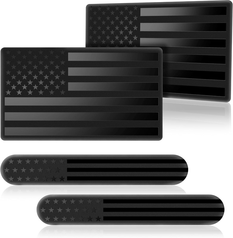 3D Metal American Flag Emblem Decal，Black American Flag Decalfor Car Truck or.