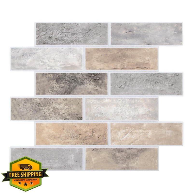 INNO STICKERS 8 Brick Wall Panels Brown 11.8"
