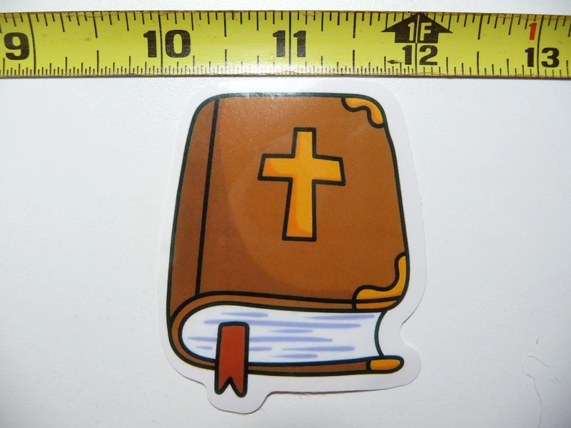 BIBLE CROSS BOOKMARK TASSEL SMALL STICKER DECAL FAITH CHURCH CHRISTIAN BELIEF