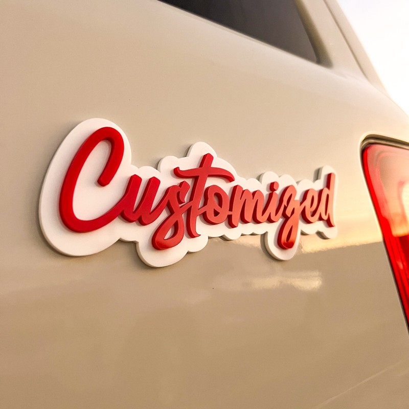 Custom Car Acrylic Emblem Badge MULTI COLOR Customized Text Names