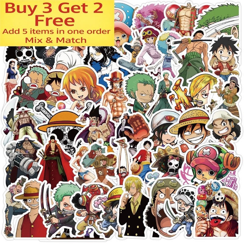 50pcs Waterproof Vinyl Stickers One Piece Anime Luggage Phone Laptop Fridge