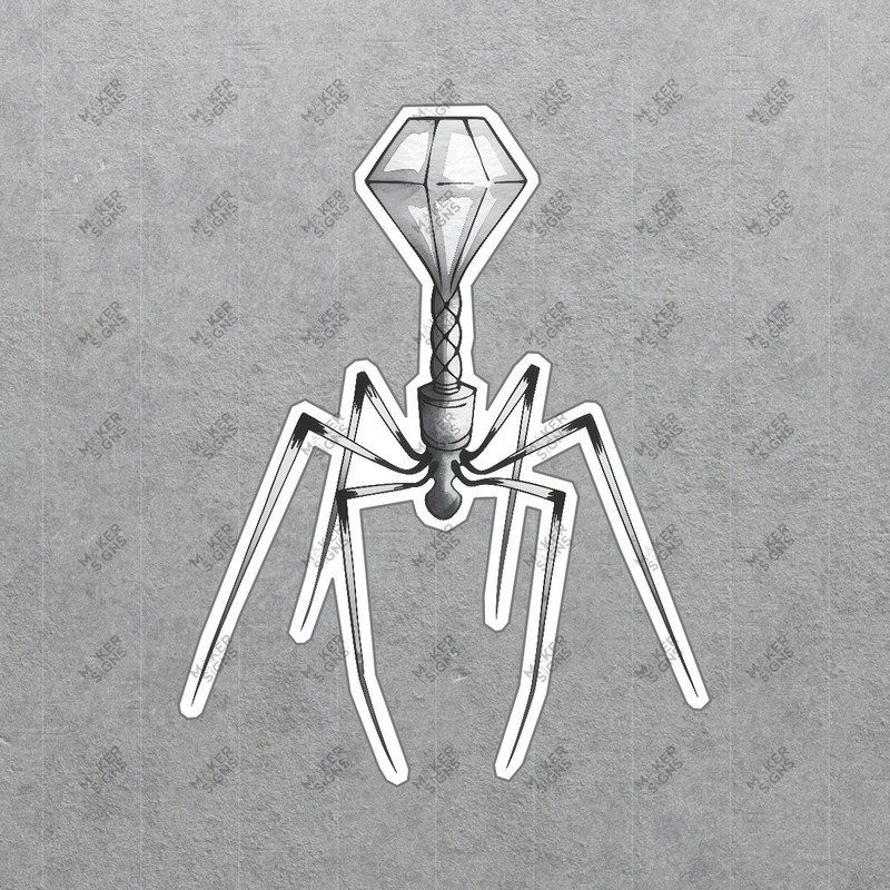 Stylized Bacteriophage Wall Art Modern Microbiology Decor Science #7735
