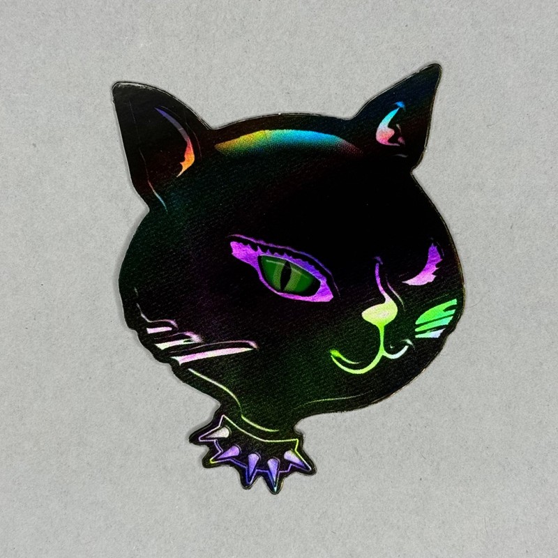 Vintage Winking Cat Vending Stickers 2001 Prism Foil Y2K