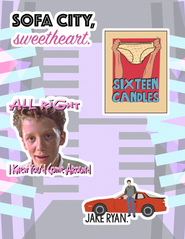 Sixteen Candles 80’s Cult Classic Movie 4pc Sticker Pack