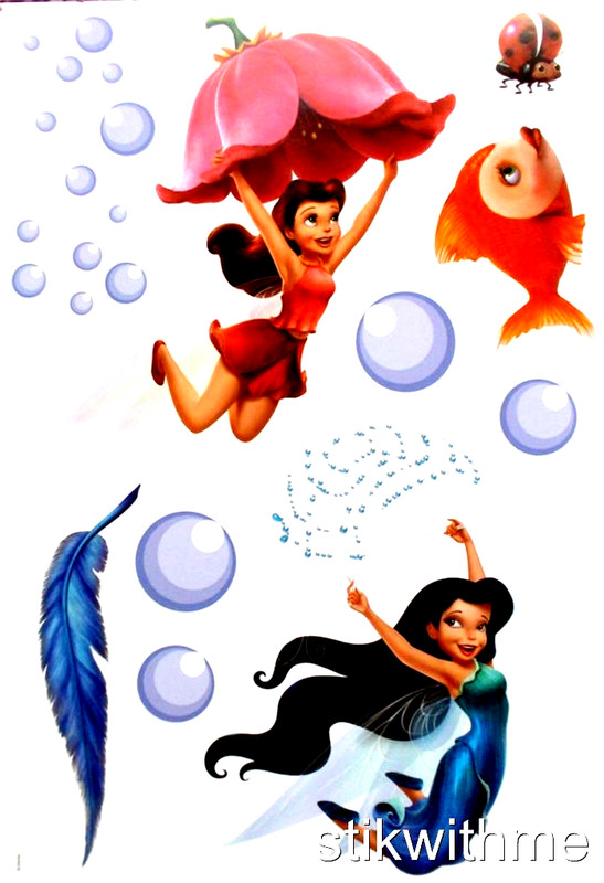 DISNEY FAIRIES Tinkerbell & Friends 48 REMOVABLE WALL STICKERS NEW FREE SHIP gallery