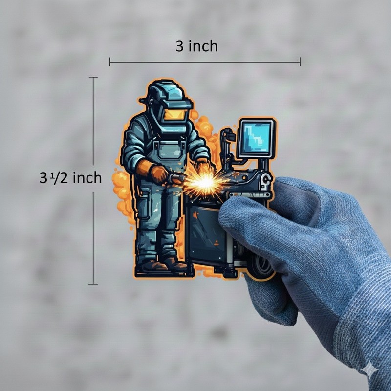 Sticker Welder 3 1/2 Inch x 3″ Inch Pixel