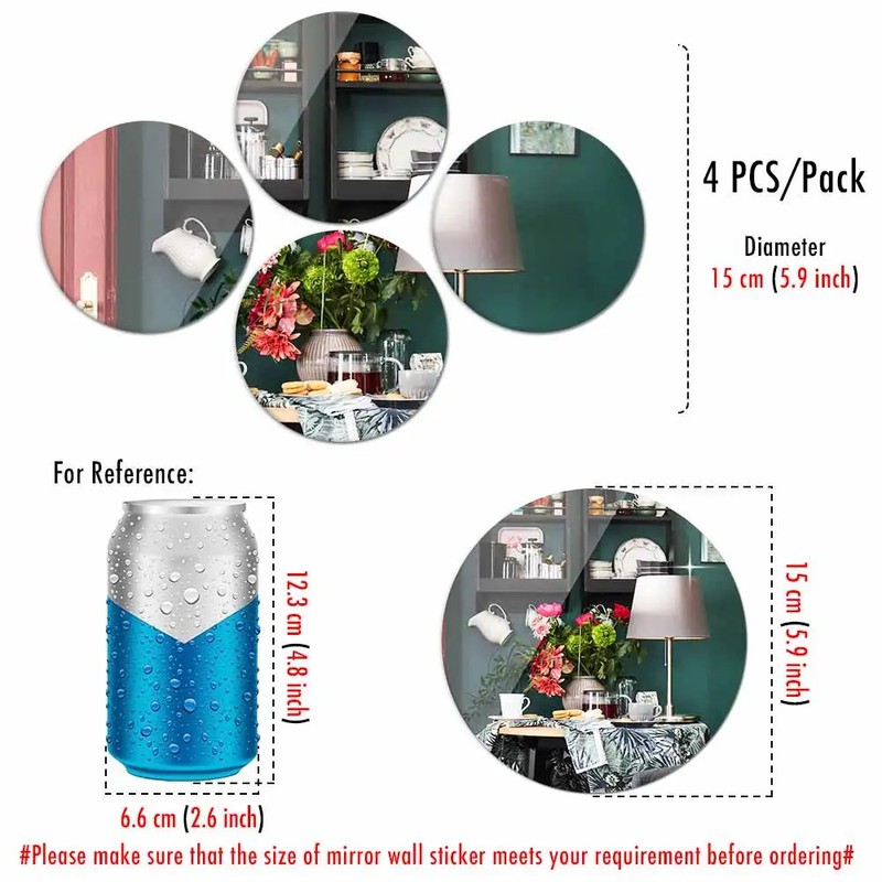 Round Acrylic Mirror Wall Stickers Self Adhesive Small Circle Dots Room Decor